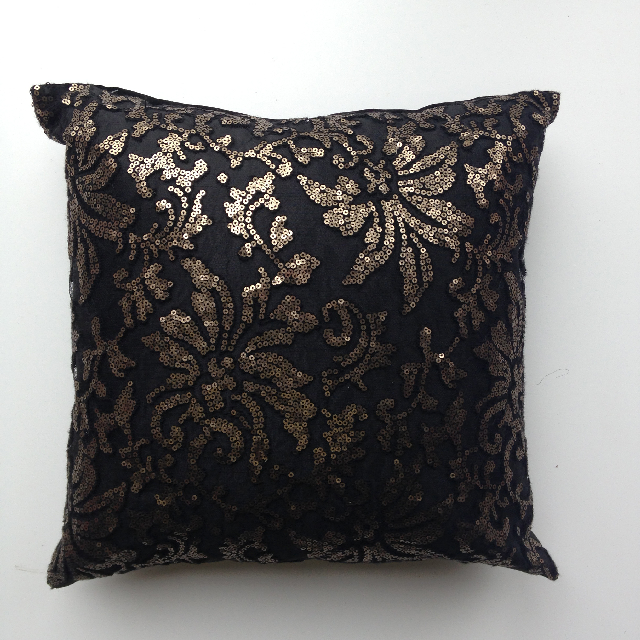 CUSHION, Black Sequin Floral